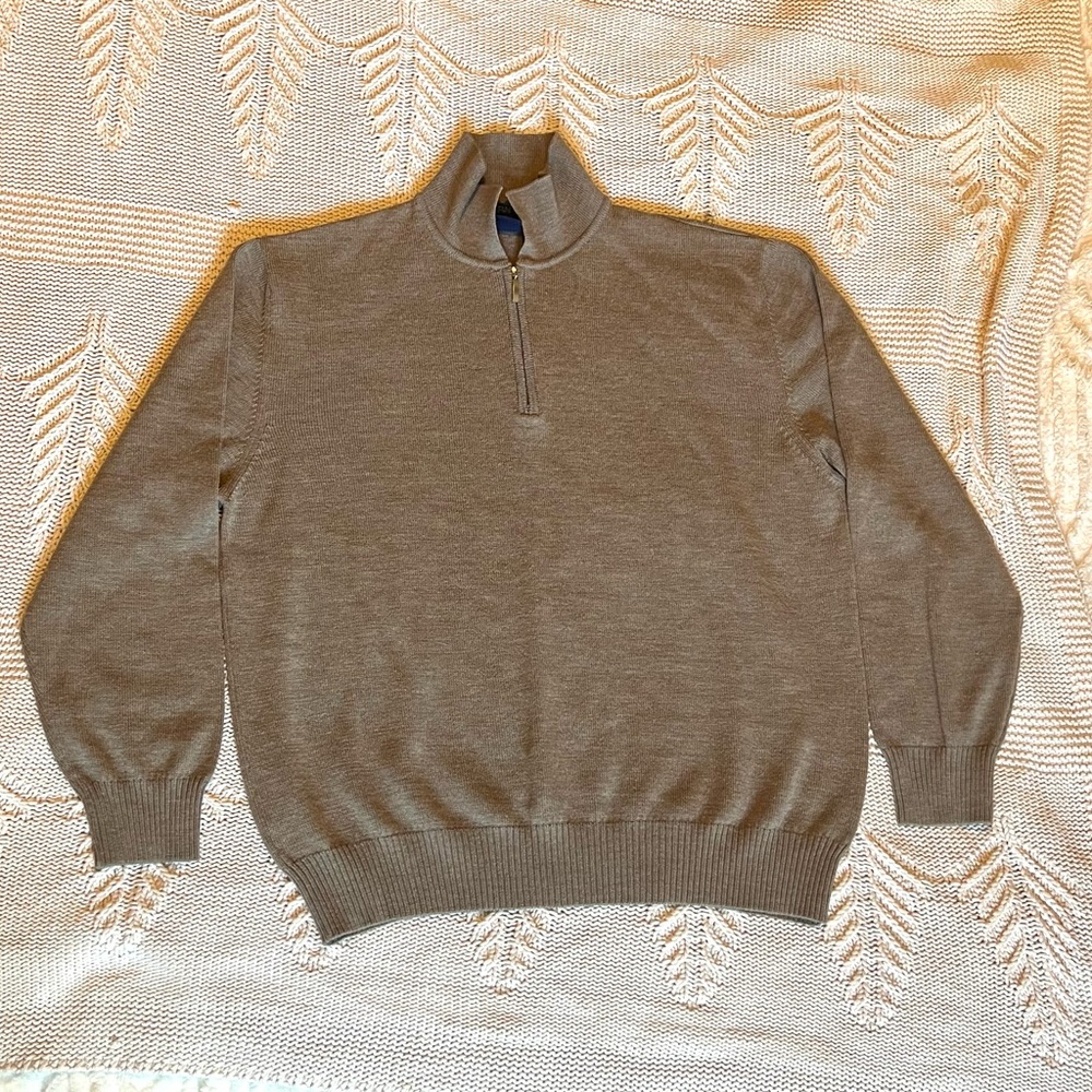 Men's Classic Tan Zip-Up Sweater